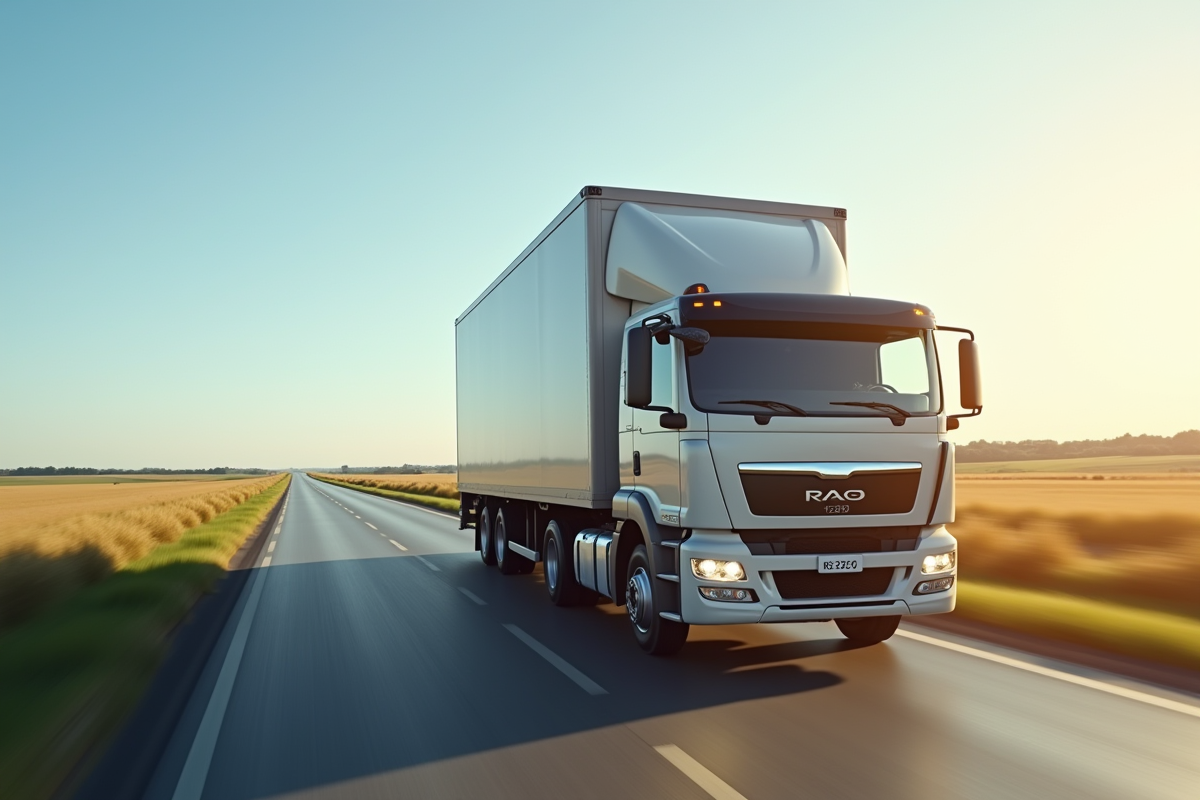 Camion de livraison 2025 en mouvement sur l