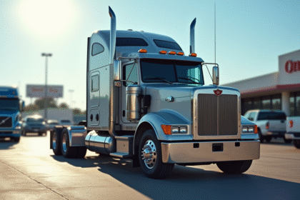 Camion lourd d'occasion stationne au depot sous jour naturel