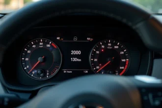 Compte-tours affichant 2000 tr/min sur autoroute à 130 km/h dans un tableau de bord de berline moderne
