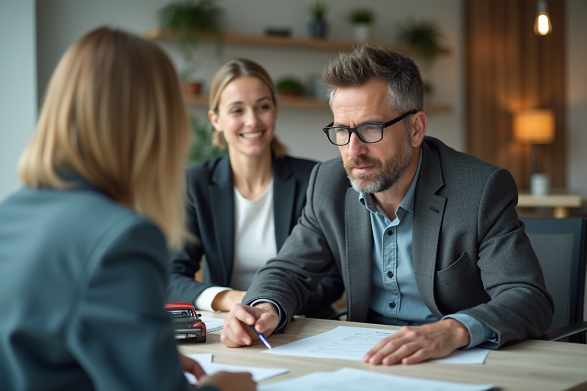 Homme discutant options d