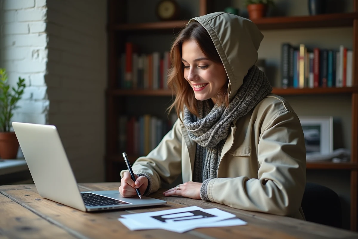 Femme recherchant codes de plaques dans un bureau