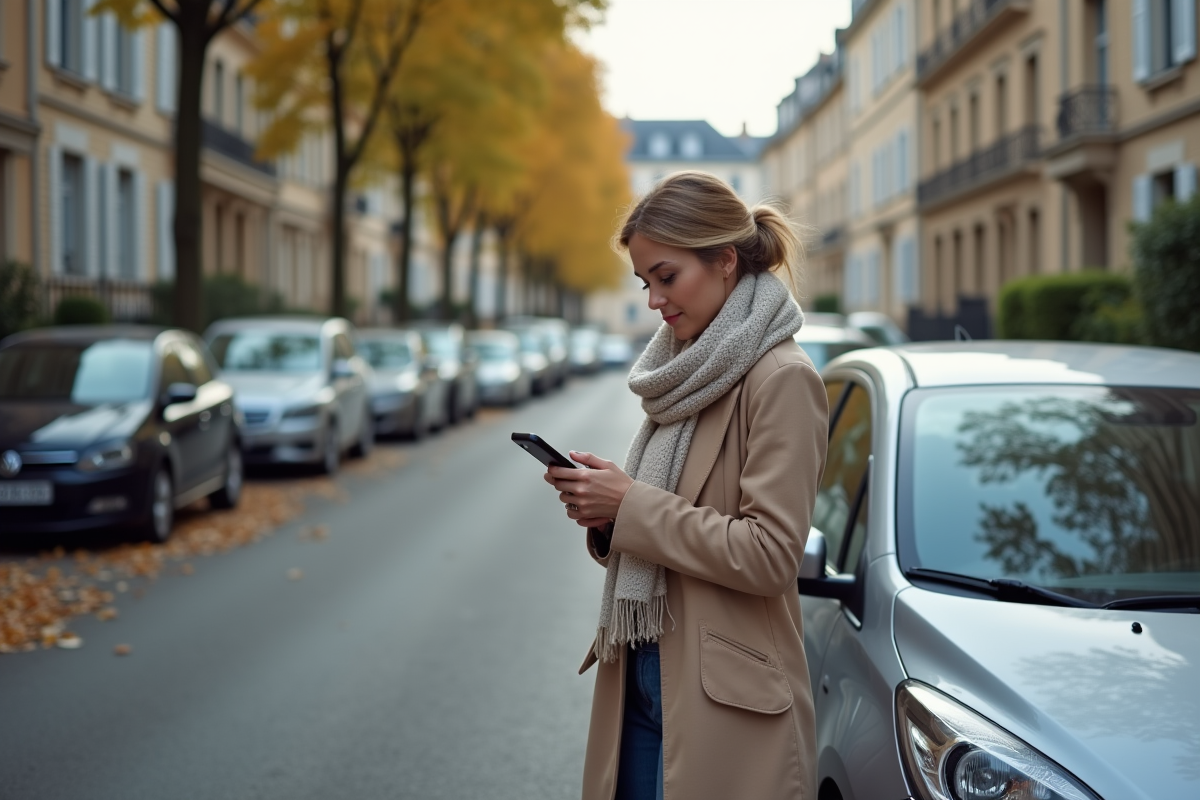 Femme regardant son smartphone près d