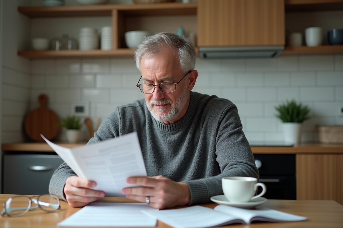 Homme étudiant son contrat d