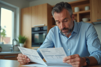 Homme d'affaires examine deux certificats d'immatriculation française