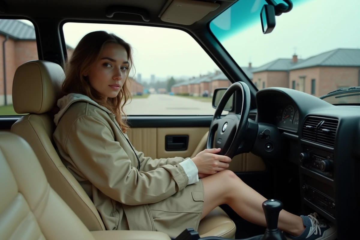 Jeune femme dans le cockpit d