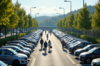 Parking de covoiturage ensoleille a La Chapelle Saint Mesmin