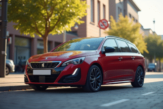 Peugeot 308 GT Line moderne en ville en plein jour