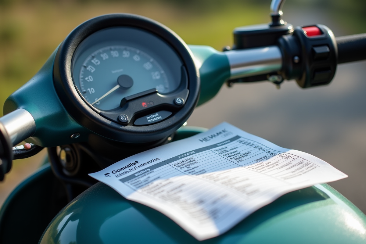 Détail du tableau de bord scooter avec facture et liste de maintenance