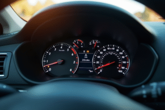 Tableau de bord voiture avec miles et km en vue