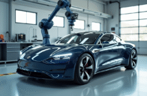 Voiture électrique moderne dans un garage lumineux et propre